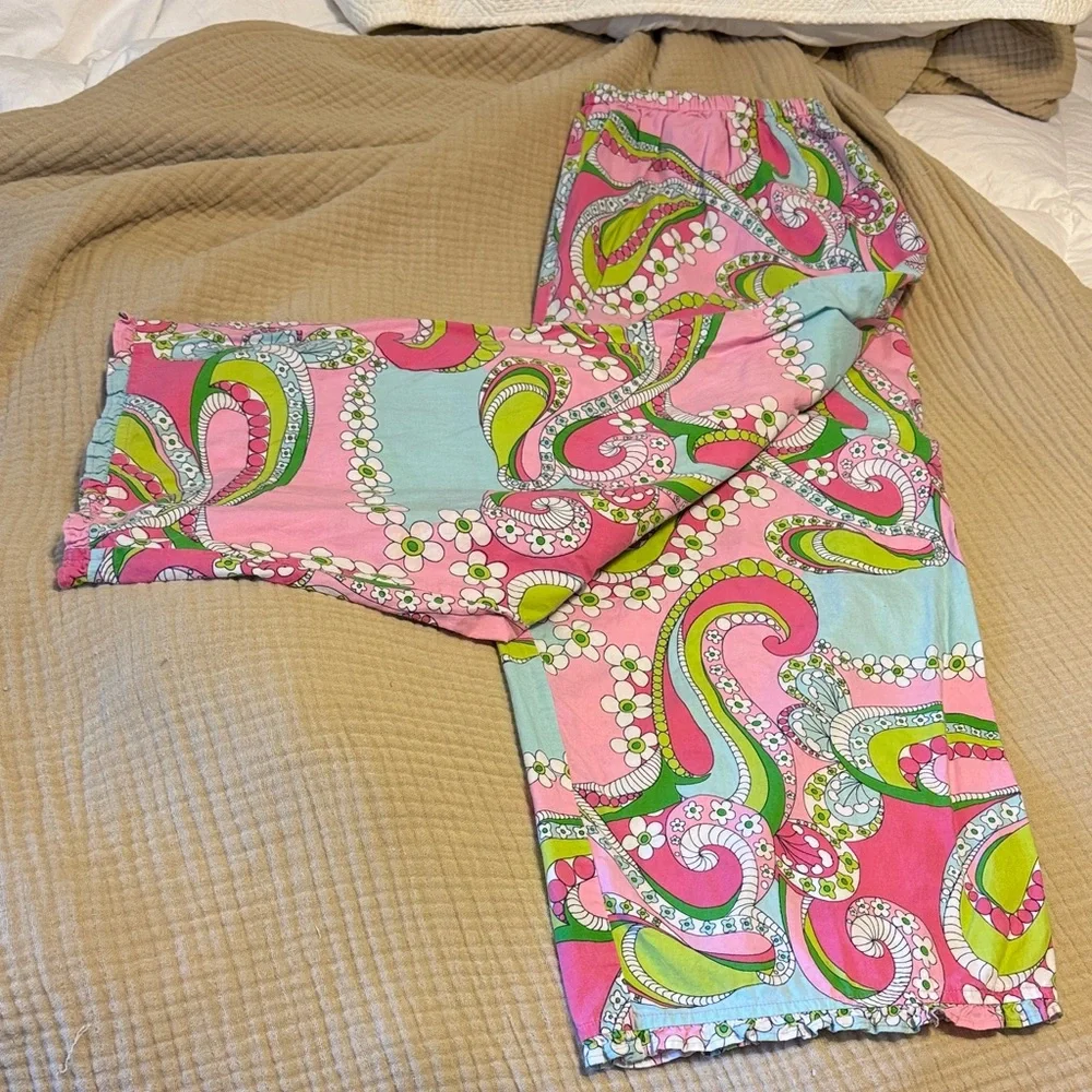 Cute Paisley Print Lightweight Pants Sz L perfect for spring summer beach trips - Picture 2 of 10